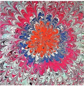 Resim Elif Ebru Ebru Sanatı El Yapımı Özel Koleksiyon Twill İpek Eşarp Ozltıe 18 001 