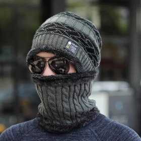 Resim Ticimark Kışlık Erkek Trend Örgü Şapka ve Boyunluk Seti Gri 