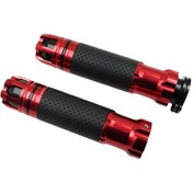 Resim Xuweiwei Kırmızı 2'li Siyah Alüminyum Motor Gidon Kaplamaları - Dönen Gaz Kolu, Dayanıklı Tutuş 