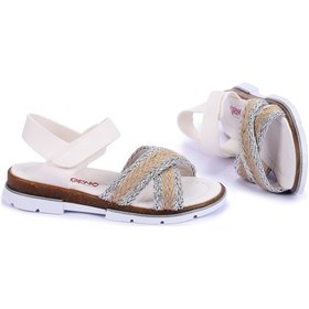 Resim Kiko Kids Ortopedik Kız Çocuk Sandalet Şb 2843-47 Beyaz - Gümüş 