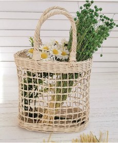 Resim AFRALYAHOME Hasır Gazetelik Rattan Gazetelik-El Yapımı Doğal Dekoratif Hasır Çanta Gazetelik 30 cm 