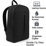 Resim Northern Fashion 15.6" Notebook Bilgisayar Laptop Sırt Çantası Su Geçirmez Kumaş ve Fermuarlı Siyah Siyah Laptop Çantası 1 