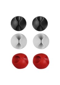 Resim Yapışkanlı Kablo Sabitleyici Düzenleyici 6'lı Paket 2 Beyaz-2 Kırmızı-2 Siyah Mz2023-38 