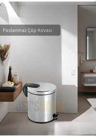 Resim Jet's Home Pedallı Banyo Çöp Kovası Paslanmaz 20 Lt Mutfak Çöp Kutusu Gri Gri 