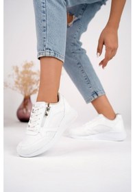 Resim Muggo Asia Garantili Kadın Ortopedik Günlük Bağcıklı Yandan Fermuarlı Rahat Sneaker Spor Ayakkabı 001 