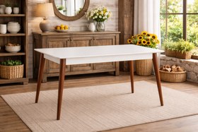 Resim ARMONİA DİKDÖRTGEN MASA, BEYAZ AÇIK CEVİZ, 125X80 
