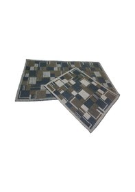 Resim Banyo Paspası 2'li Set Blunity Plaid Haki Çok Renkli 