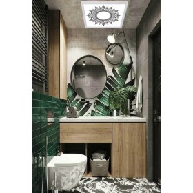 Resim Gökyüzü Panel Modern Banyo Avize Desinist LED Tavana Model Avize, 60WATT Beyaz Işık, 60 x 60 cm Modern Kare Avize, 