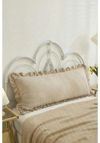 Resim Uzun Yastık Kılıfı Bej Fırfırlı 50x135 Cm Bej 
