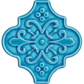 Resim Can Seramik 12 x 12 cm Turkuaz Arabesk Desenli Kabartmalı Seramik Karo (5'li 1 Paket) 