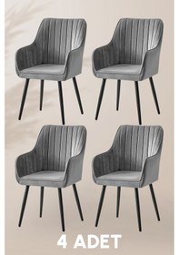 Resim Nova Sandalye - Babyface Gri - Metal Siyah Ayak 4 Adet Gri 