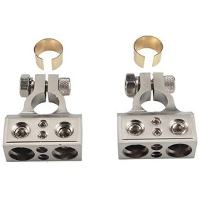 Resim 2 Adet Pozitif Ve Negatif Araba Metal Konnektörleri Terminalleri Kitleri İle Kelepçeler Klipsler 