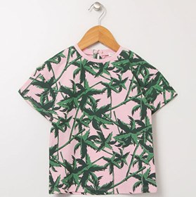 Resim Mammaramma Pembe Kız Bebek Bisiklet Yaka Kısa Kollu Baskılı T-Shirt 22SG-76 
