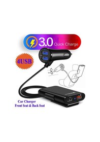 Resim Evrensel 4 Port Usb Araç Şarj Cihazı Ön Koltuk Arka Koltuk Qc3.0 Araç Şarj Cihazı İçin Hızlı Şarj Usb Adaptörü Usb Hızlı Şarj Cihazı 