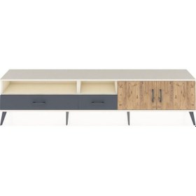 Resim Arges Tv Ünitesi 3 Raflı 2 Çekmeceli 2 Kapaklı 220x30x51 Aytaşı-çam/antrasit Atlas Çam/antrasıt - Aytası 