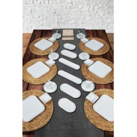 Resim EvimSepette Kahvaltı Takımı 36 Parça 6 Kişilik Beyaz Seramik Düz Tasarım 