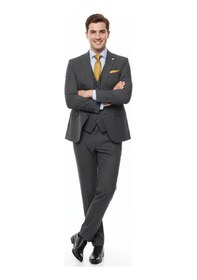 Resim Presto Erkek Slimfit 6 Drop Yelekli Takım Elbise Siyah 794-001 Siyah 