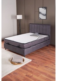 Resim Kilim Mobilya Royal Plus Sandıklı Baza Başlık Paket Yaylı Pedli Yatak Seti Antrasit 140 X 190 