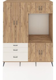 Resim Kronos Gardrop 7 Raflı 3 Çekmeceli Tek Askılı 176x59x221 Çam-çam/aytaşı Çam/aytaşı 