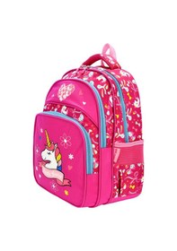 Resim Yeni Sezon Ortopedik Unicorn Desenli Okul Çantası + Beslenme Çantası Seti Koyu Mor 
