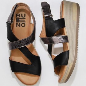 Resim Bueno Shoes Siyah Deri Kadın Dolgu Topuklu Sandalet 01wl3306 