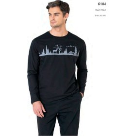 Resim Pierre Cardin 6104 Erkek Uzun Kollu Bisiklet Yaka Pijama Takımı-siyah Siyah 