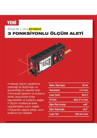 Resim Attlas Atlld 50 3 Fonksiyonlu Ölçüm Aleti Lazer Hizalama+lazer Metre+şerit Metre 