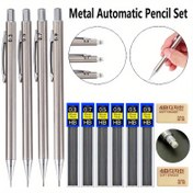 Resim Metal Eskiz Kalem Seti, 0.3/0.5/0.7/0.9mm, Otomatik Yazma ve Çizim Kalemleri, Ofis Kırtasiye Malzemeleri, İnce Yazma Araçları, 1 Kalem ve 2 Silgi ile 10 Uç Çekirdeği İçerir 