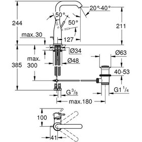 Resim Grohe Essence Tek Kumandalı Lavabo Bataryası 1/2" L-Boyut 32628Gn 