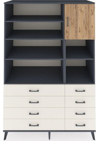 Resim Kronos Dolap 8 Raflı 8 Çekmeceli Tek Kapaklı 132x59x195 Antr... Antrasit 