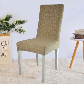 Resim Tuğla Desen Sandalye Kılıfı Sandalye Örtüsü Esnek, 6 Adet Bej Bej 