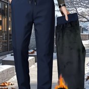Resim 1 adet Erkek Rüzgar Geçirmez Termal Pantolon - Elastik İpli Bel Bantlı Ağır Hizmet Soğuk Hava Pantolonu, Esnemeyen Polyester Kumaşlı Yürüyüş, Bisiklet, Golf için - Sonbahar/Kış için Kışlık Dış Giyim Pantolonu - Giysiler Altında Katmanlama için İdeal, Kışlık Giysiler 