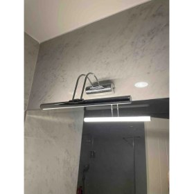 Resim DNC Lighting Ledli Anahtarlı 35 cm Krom Kasa Beyaz Işık Elektrikli Banyo Duvar Ayna Tablo Aydınlatma Flüt Kuğu A 