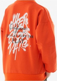 Resim İrem Erkek Çocuk /kız Çocuk Önü Arkası Here Yazı Desenli Turuncu Renk Sweatshirt 