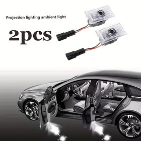 Resim 2 Adet Model 3, Model X, Model S Uyumlu Karşılama Işıklı Dekorasyon Kapı Projeksiyonu Atmosfer LED Aydınlatma 12-24V Araç Lambası Kolay Montaj Yüksek Parlaklık Lisanslı LED Işık 