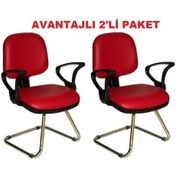 Resim Türksit Kozmo Bekleme Koltuğu Avantajli 2'li Paket Z Ayak Kirmizi Kırmızı 