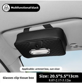Resim Dashanshop Siyah Pu Deri Araç Mendil Kutusu Gözlük Klipsli Çok Amaçlı Torpido Gözü Organizer 