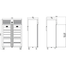 Resim Galleyz Dik Tip Dondurucu - 2 Cam Kapılı - 140X77XX210 cm 