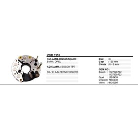Resim VERTEX Diot Tablası Bmw-opel 6d.120mm 