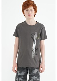 Resim Tommylife Tommy Life Koyu Gri Yazı Baskılı O Yaka Standart Kalıp Erkek Çocuk T-shirt - 11119 Koyu Gri 
