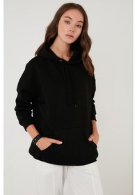 Resim Lela Regular Fit Pamuklu Kapüşonlu Yaka Şardonlu Kışlık 2'Li Paket Bayan Sweat 5863854S2 Ekru-Siyah 