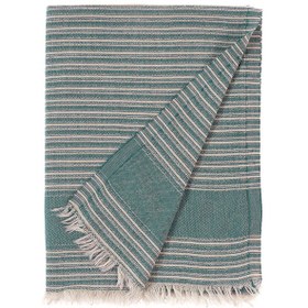 Resim Naru Keten Çizgili Peştemal/Peşkir - Tropik Yeşil / 90x170 cm 
