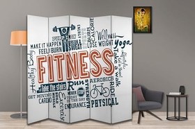 Resim Fitness Temalı Özel Tasarım Paravan Room Divider 180 x 200 cm 