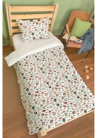 Resim Organik Tek Kişilik Nevresim Takımı 160x220 - Eğlenceli Kelimeler Renkli 