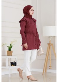 Resim Sevitli Çift Yaka Dantelli Tunik-bordo-4982 Bordo 