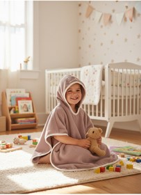 Resim lilico Plaj Havlusu Kapşonlu Kız Erkek Çocuk Bornozu Panço Pamuklu 