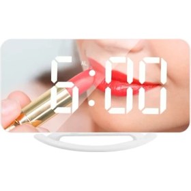 Resim Zsykd Çok Fonksiyonlu LED Makyaj Aynası Masası Saati (Beyaz) (Yurt Dışından) 