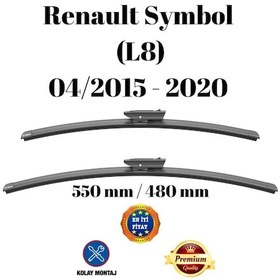 Resim Renault Symbol L8 2015 2016 2017 2018 2019 2020 Uyumlu Ön Cam Muz Tipi Silecek Süpürgesi Seti 550/480mm Silbak 