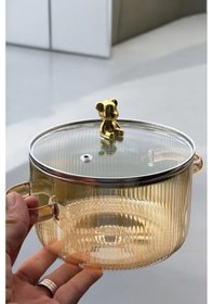 Resim Morponi Borosilikat Cam Amber Gold Detaylı Ayıcıklı Tencere 1700 Ml Gold 