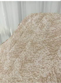 Resim Özlü Home Pamuklu Koltuk Çekyat Örtüsü 170x220 Alaca Bej Kaydırmaz Koltuk Şalı Bej 